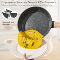 Non Stick 12 POTS and Pans Set, Cookware Set, Including Frying Pan, Steamer, Silicone Spatula and Tongs Granite Cooking Set (Black)