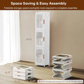 Slim Kitchen Pantry Storage Cabinet with Doors and Shelves, 3 Tiers Plastic Narrow Storage Organizer Collapsible