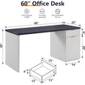 60 Inch Contemporary Executive Desk Wooden Home Office & Fluted Computer Desk