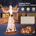 Tangkula 5 FT Lighted Christmas Angel, Outdoor Pre lit 3D Glittered Angel with 100 Warm White Lights