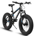20 in Mountain Bike for 7 15 Years Old, 7 Speed Kids Bike with High Carbon Steel Frame, Fat Tire and Dual Disc Brake, Front Suspension Mountain